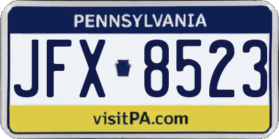 PA license plate JFX8523