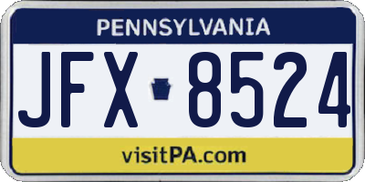 PA license plate JFX8524
