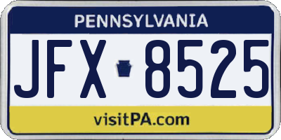 PA license plate JFX8525