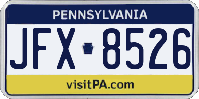 PA license plate JFX8526