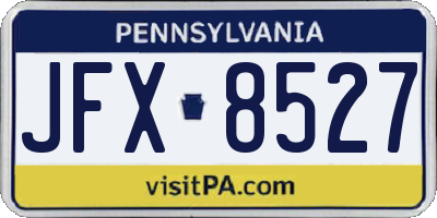 PA license plate JFX8527