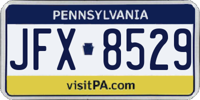PA license plate JFX8529