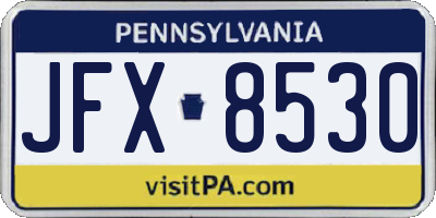 PA license plate JFX8530