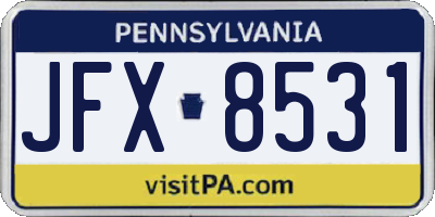 PA license plate JFX8531