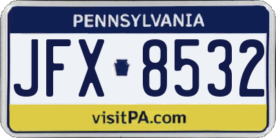 PA license plate JFX8532