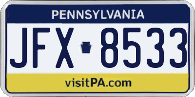 PA license plate JFX8533