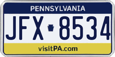 PA license plate JFX8534