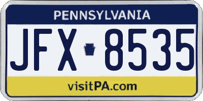 PA license plate JFX8535