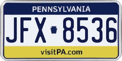 PA license plate JFX8536