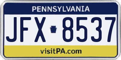 PA license plate JFX8537