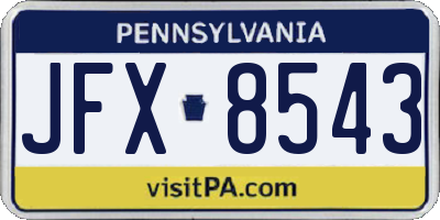 PA license plate JFX8543