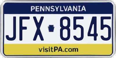 PA license plate JFX8545