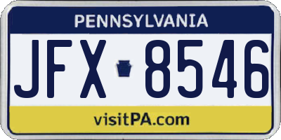 PA license plate JFX8546