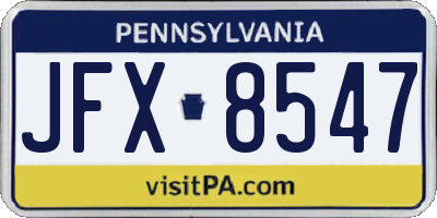 PA license plate JFX8547