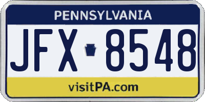 PA license plate JFX8548