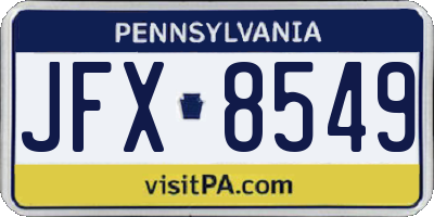 PA license plate JFX8549