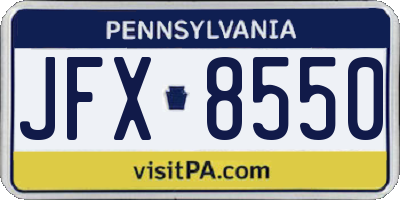 PA license plate JFX8550