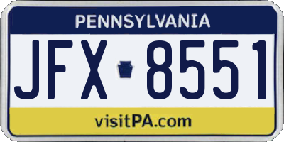 PA license plate JFX8551