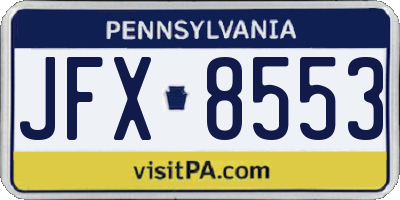 PA license plate JFX8553