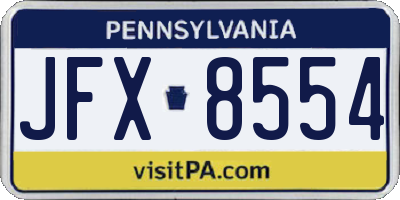 PA license plate JFX8554