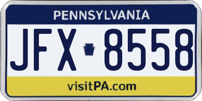 PA license plate JFX8558