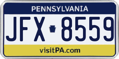 PA license plate JFX8559