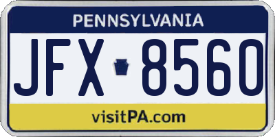 PA license plate JFX8560
