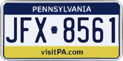 PA license plate JFX8561
