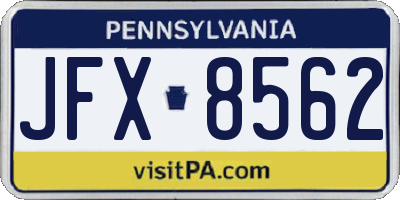 PA license plate JFX8562