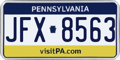 PA license plate JFX8563