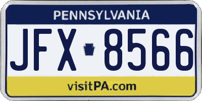PA license plate JFX8566