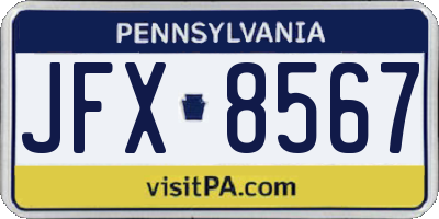 PA license plate JFX8567