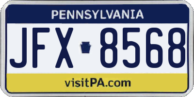 PA license plate JFX8568