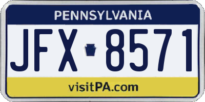 PA license plate JFX8571
