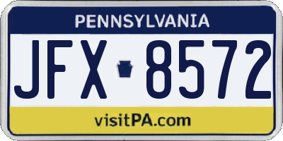 PA license plate JFX8572