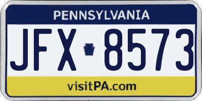 PA license plate JFX8573