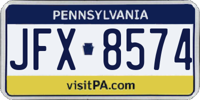 PA license plate JFX8574