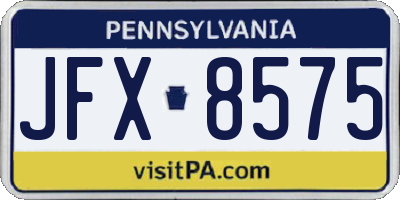 PA license plate JFX8575