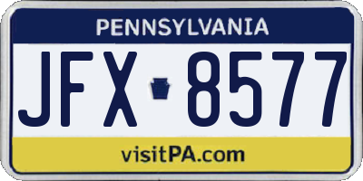 PA license plate JFX8577