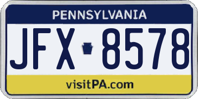 PA license plate JFX8578