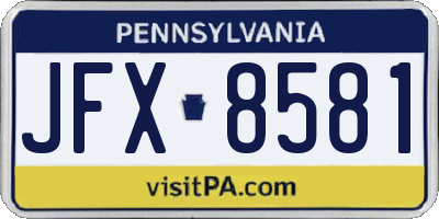 PA license plate JFX8581