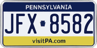 PA license plate JFX8582