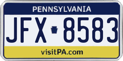 PA license plate JFX8583