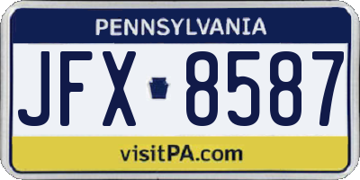 PA license plate JFX8587