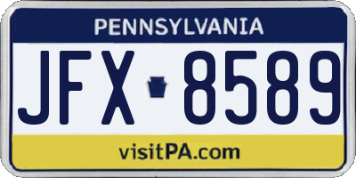 PA license plate JFX8589
