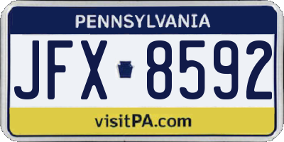 PA license plate JFX8592