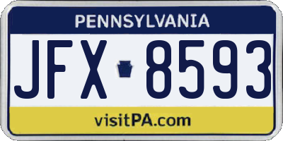 PA license plate JFX8593