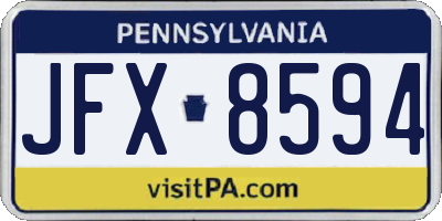 PA license plate JFX8594