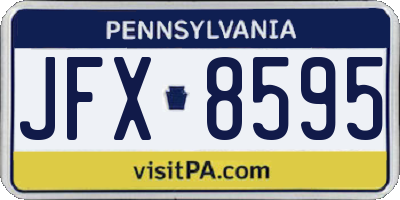 PA license plate JFX8595