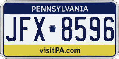 PA license plate JFX8596